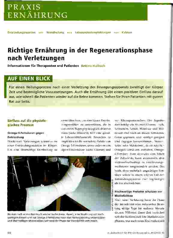 Vorschauseite 1: Richtige Ernährung in der Regenerationsphase nach Verletzungen