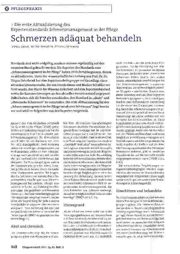 Vorschauseite 1: Schmerzen adäquat behandeln