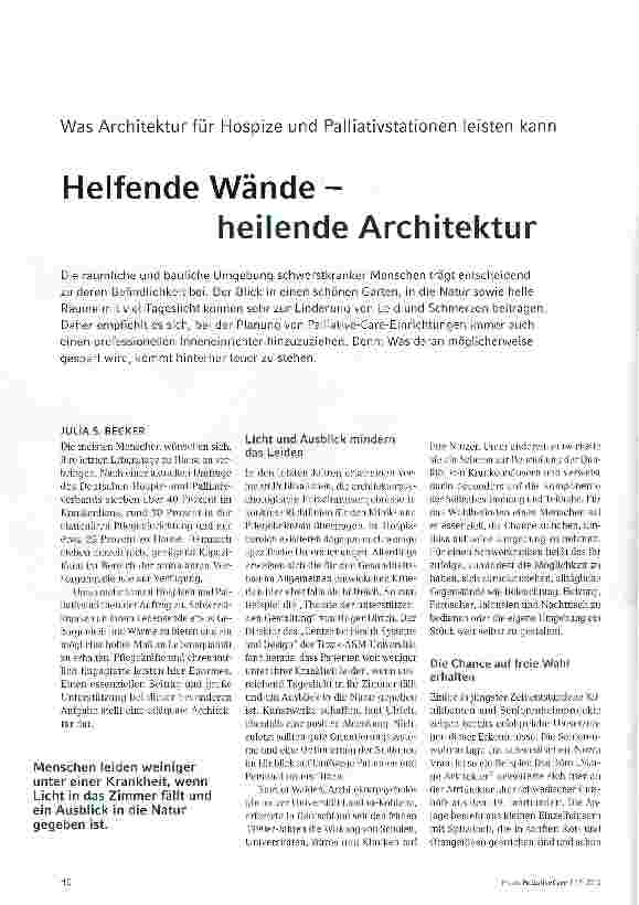 Vorschauseite 1: Helfende Wände-heilende Architektur