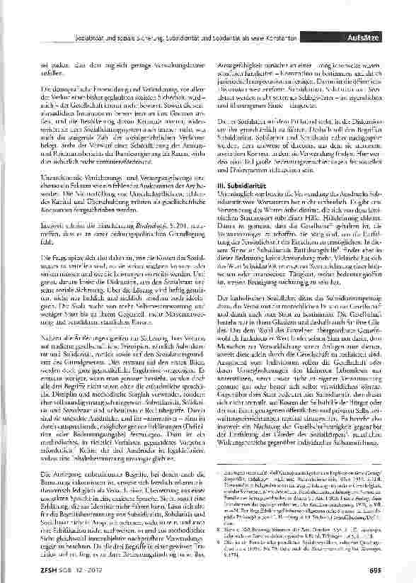 Vorschauseite 3: Sozialstaat und soziale Sicherung, Subsidiarität und Solidarität als seine Konstanten