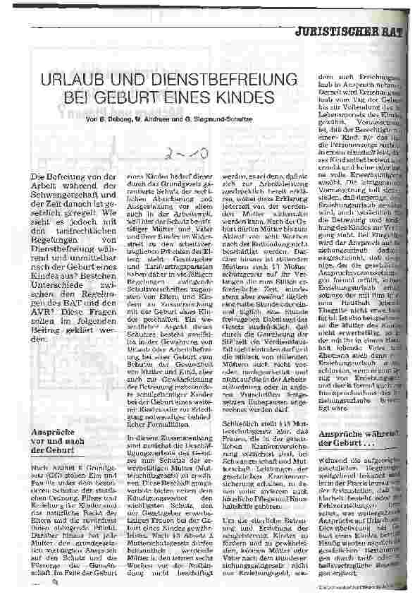 Vorschauseite 1: Urlaub und Dienstbefreiung bei Geburt eines Kindes