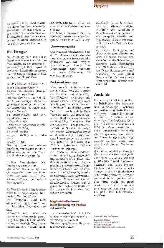 Vorschauseite 2: Pocken - kehrt eine vergessene Krankheit zurück?