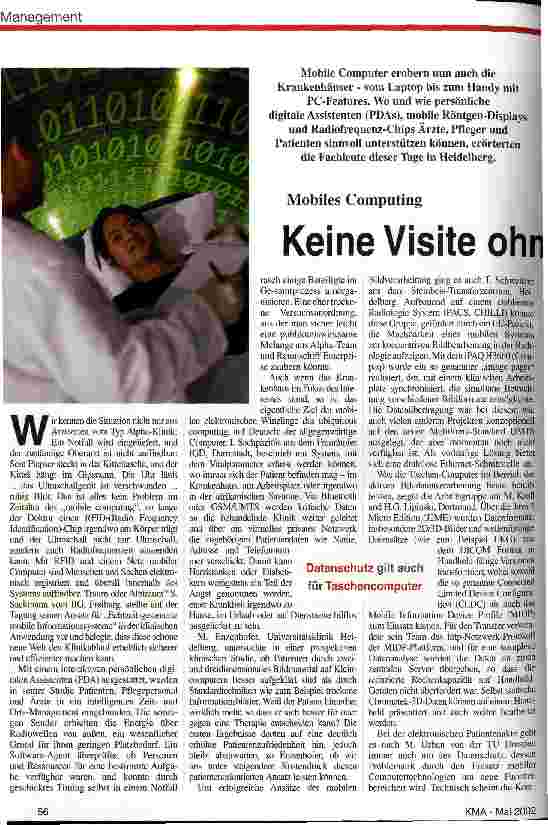 Vorschauseite 1: Keine Visite ohne SMS, Email und Fax? Mobiles Computing