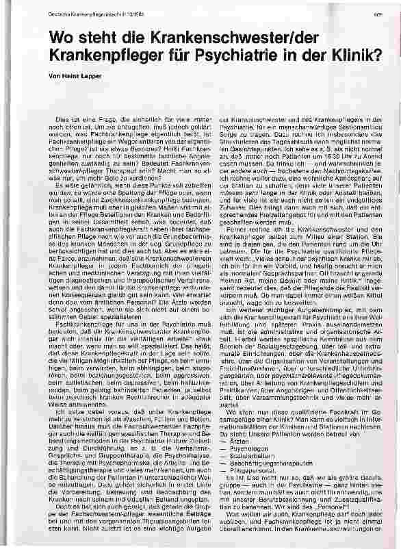 Vorschauseite 1: Wo steht die Krankenschwester/der Krankenpfleger für Psychiatrie in der Klinik