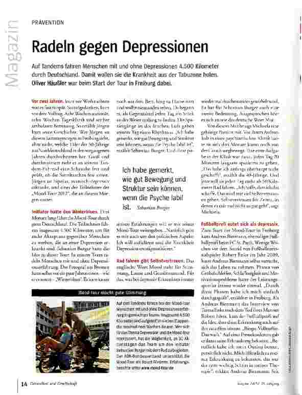 Vorschauseite 1: Radeln gegen Depressionen