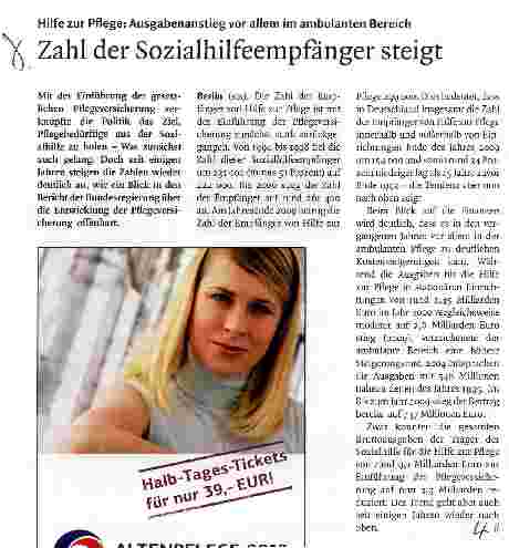 Vorschauseite 1: Zahl der Sozialhilfeempfänger steigt