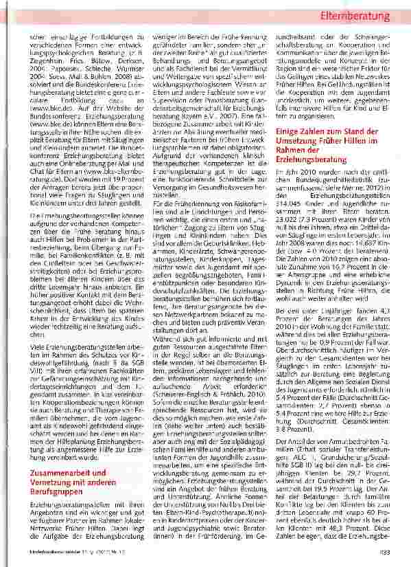 Vorschauseite 2: Der Beitrag der Erziehungsberatung zu den Frühen Hilfen