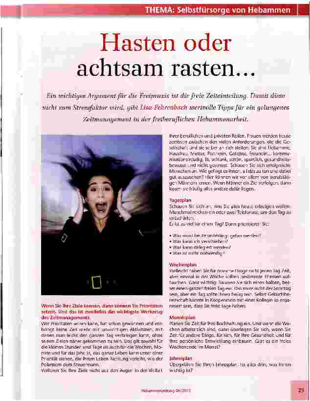 Vorschauseite 1: Hasten oder achtsam rasten...