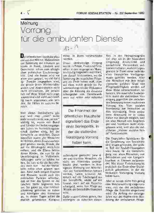 Vorschauseite 1: Vorrang für die ambulanten Dienste