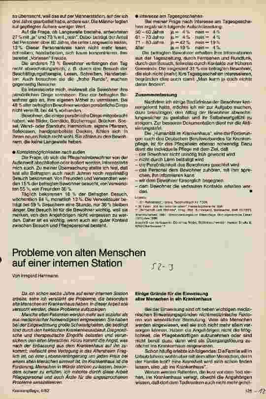 Vorschauseite 1: Probleme von alten Menschen auf einer internen Station