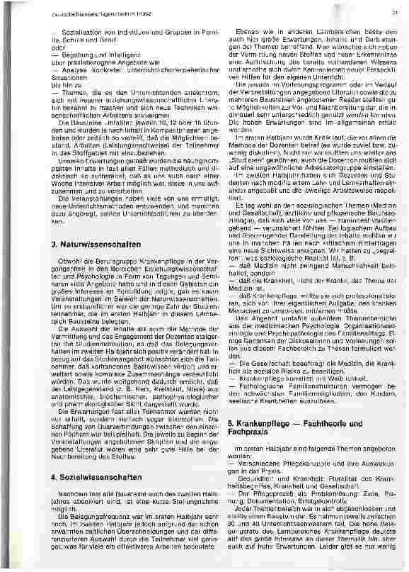 Vorschauseite 2: Weiterbildendes Studium für Lehrpersonal an Schulen des Gesundheitswesen a. d. Uni Osnabrück // Erste Erfahrungen mit d. Modellstudiengang