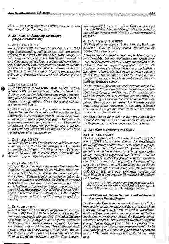 Vorschauseite 3: Krankenhäuser durch GSG ´93 am schwersten betroffen DKG begrüßt Verbesserung der Verzahnung ambulanter/stationärer Bereich