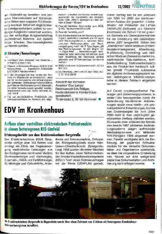 Vorschauseite 1: Aufbau einer verteilten elektronischen Patientenakte in einem heterogenen KIS-Umfeld
