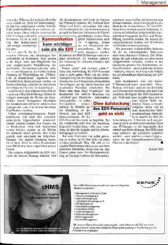 Vorschauseite 2: Informationstechnologie für Krankenhäuser (IV) Mehr und anders