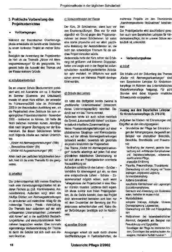 Vorschauseite 2: Kinder mit Atemwegserkrankungen -Projektmethode in der täglichen Schularbeit