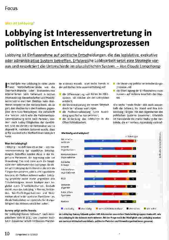 Vorschauseite 1: Lobbying ist Interessenvertretung in politischen Entscheidungsprozessen