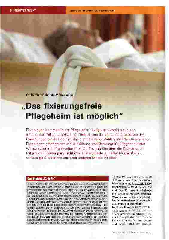 Vorschauseite 1: fixierungsfreie Pflegeheim ist möglich