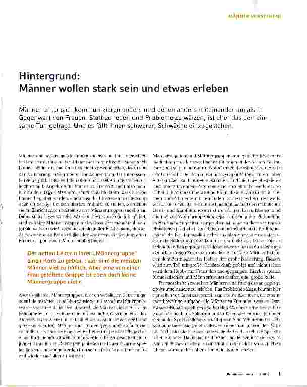 Vorschauseite 1: Männer verstehen Männer wollen stark sein und etwas erleben