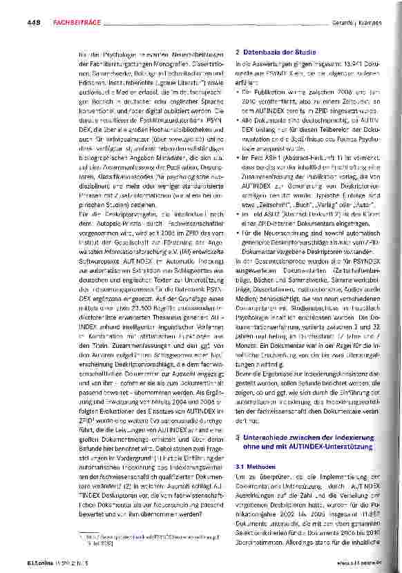 Vorschauseite 2: Automatisierte und intellektuelle Verschlagwortung am Beispiel psychologischer Fachliteratur im Vergleich
