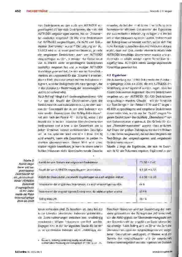 Vorschauseite 6: Automatisierte und intellektuelle Verschlagwortung am Beispiel psychologischer Fachliteratur im Vergleich