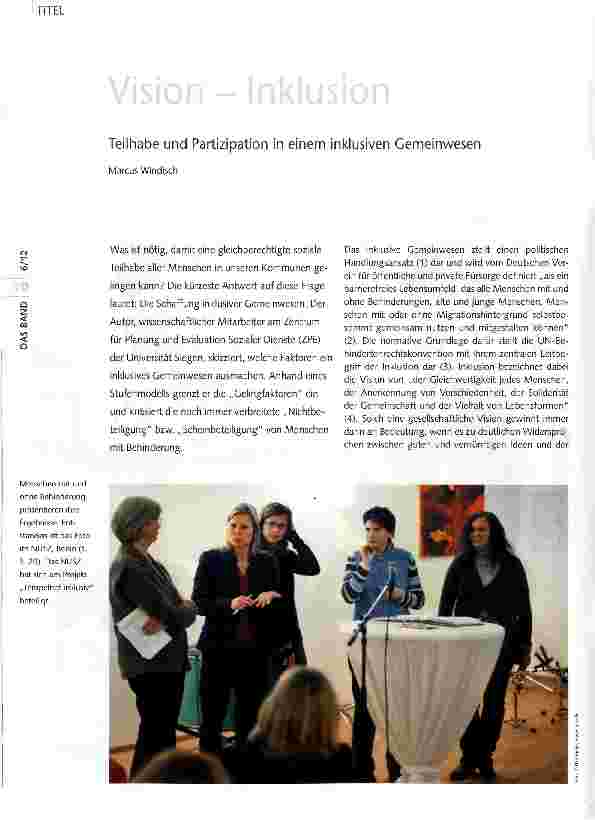 Vorschauseite 1: Teilhabe und Partizipation in einem inklusiven Gemeinwesen