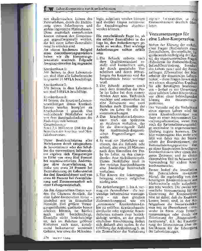 Vorschauseite 5: Labor-Kooperation von Krankenhäusern Ein Ansatzpunkt für Überlegungen zur Kostendämpfung