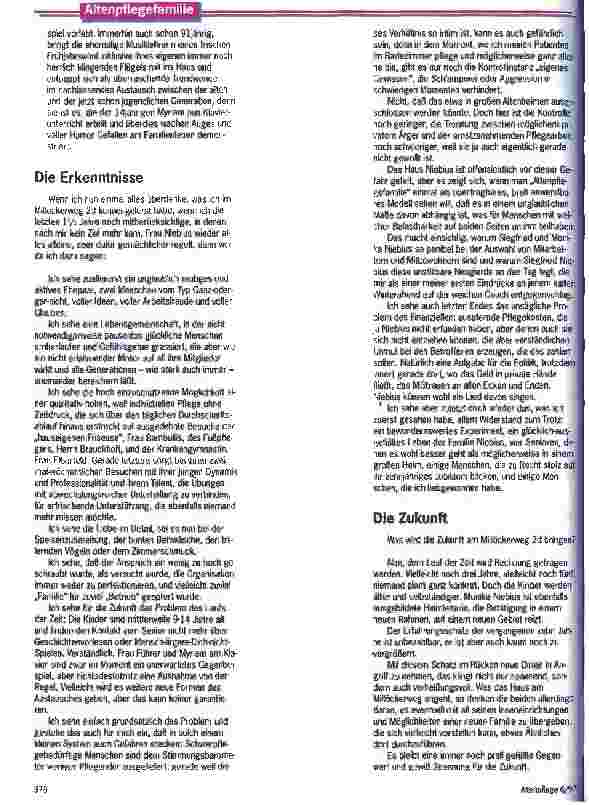 Vorschauseite 6: Die Altenpflegefamilie aus Herdecke Ein ungewöhnliches Experiment aus der Sicht eines Zivis beschrieben