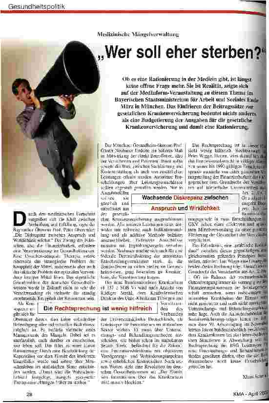Vorschauseite 1: Wer soll eher sterben?