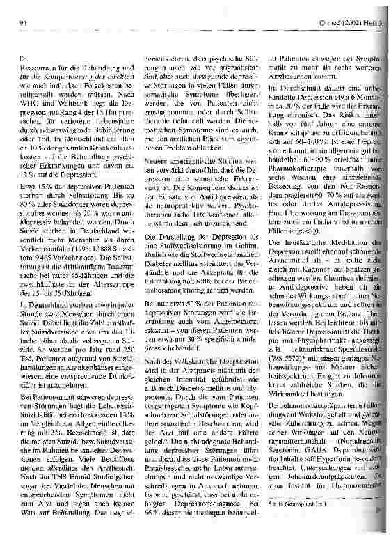 Vorschauseite 2: Depression - die unterschätzte Volkskrankheit Qualitative Defizite in Diagnose und Therapie