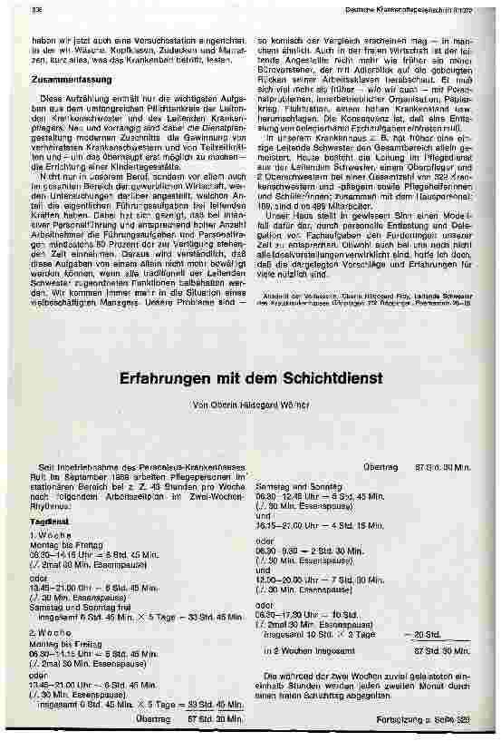 Vorschauseite 1: Erfahrungen mit dem Schichtdienst