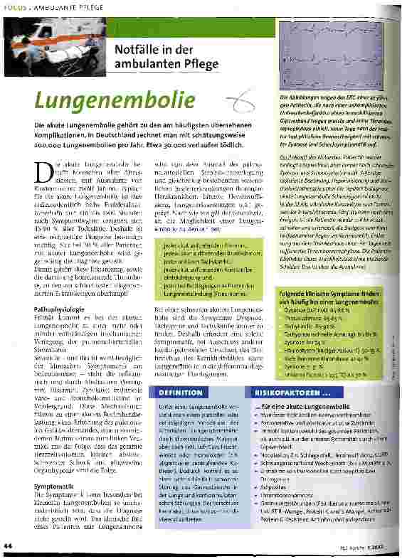 Vorschauseite 1: Lungenembolie