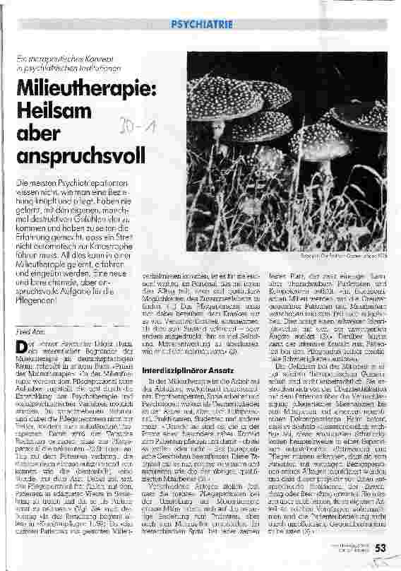 Vorschauseite 1: Milieutherapie: Heilsam aber anspruchsvoll