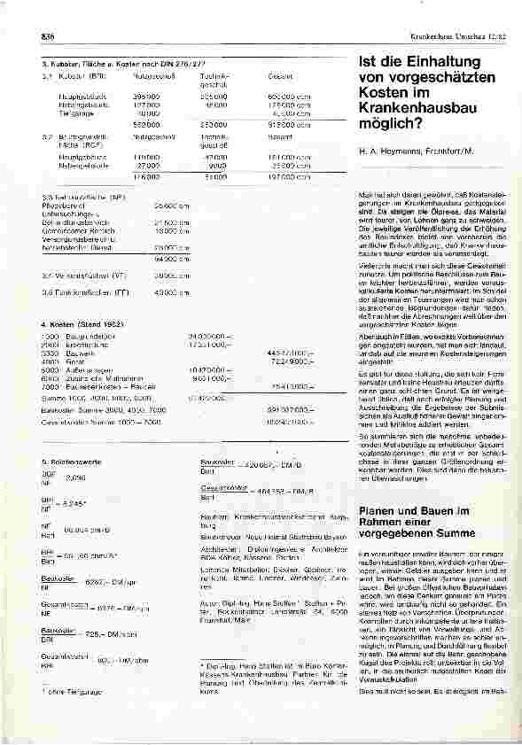 Vorschauseite 1: Ist die Einhaltung von vorgeschätzten Kosten im Krankenhausbau möglich?