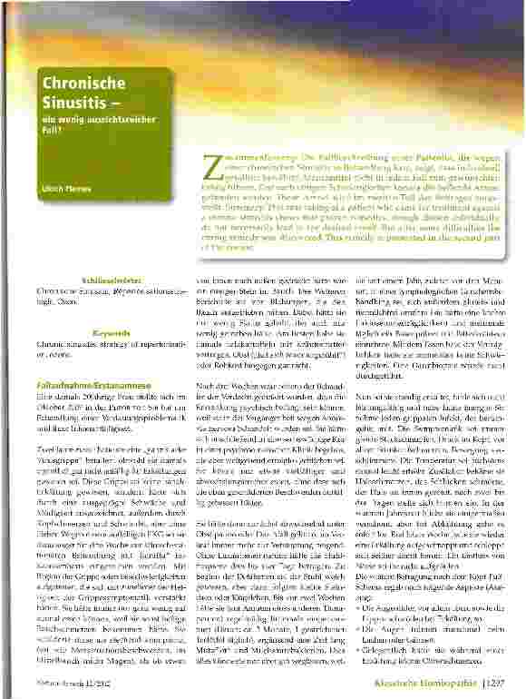 Vorschauseite 1: Chronische Sinusitis - ein wenig aussichtsreicher Fall?