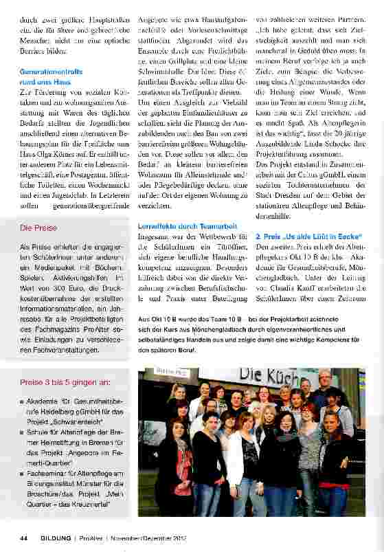 Vorschauseite 3: Quartiersentwicklung - ein Thema für die Altenpflegeausbildung