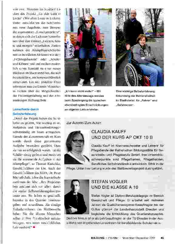 Vorschauseite 4: Quartiersentwicklung - ein Thema für die Altenpflegeausbildung
