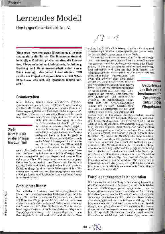 Vorschauseite 1: Lernendes Modell Hamburger Gesundheitshilfe e.V.