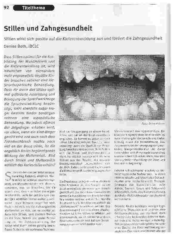 Vorschauseite 1: Stillen und ZahngesundheitStillen wirkt sich positiv auf die Kieferentwicklung aus und fördert die Zahngesundheit