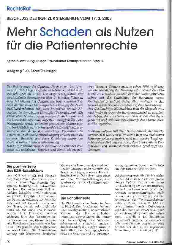 Vorschauseite 1: Mehr Schaden als Nutzen für die Patientenrechte