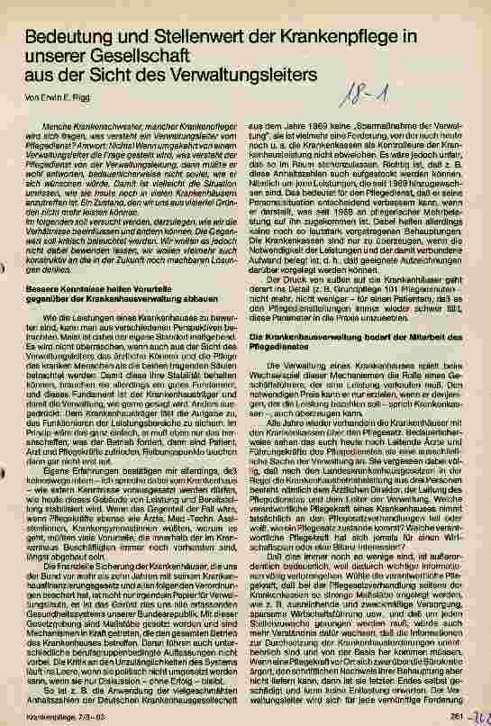 Vorschauseite 1: Bedeutung und Stellenwert der Krankenpflege in unserer Gesellschaft aus der Sicht des Verwaltungsleiters