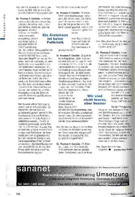 Vorschauseite 4: Wir setzen auf mehrere Optionen Das Konzept des Medizin-Zentrums am Berliner Krankenhaus Lichtenberg