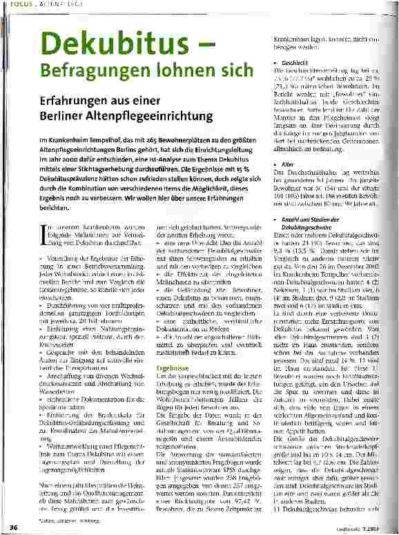Vorschauseite 1: Dekubitus - Befragungen lohnen sich