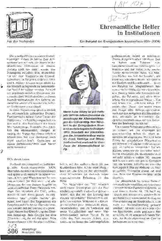 Vorschauseite 1: Ehrenamtliche Helfer in Institution