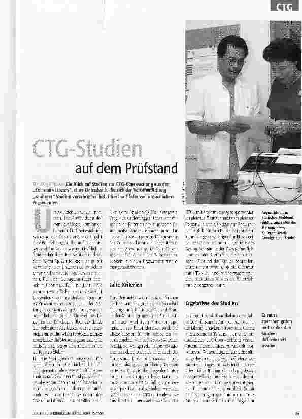 Vorschauseite 1: CTG-Studien auf dem Prüfstand