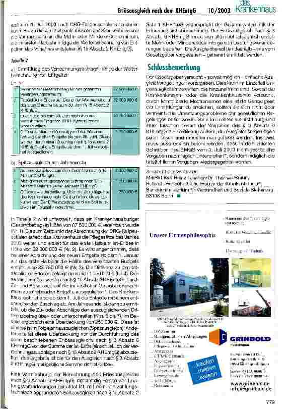 Vorschauseite 6: Erlösausgleiche nach dem KHEntgG - aus der Sicht des Gesetzgebers