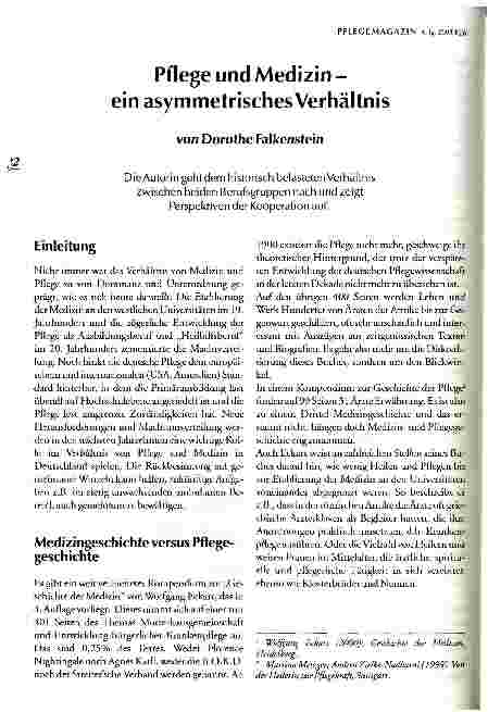 Vorschauseite 1: Pflege und Medizin - ein asymmetrisches Verhältnis