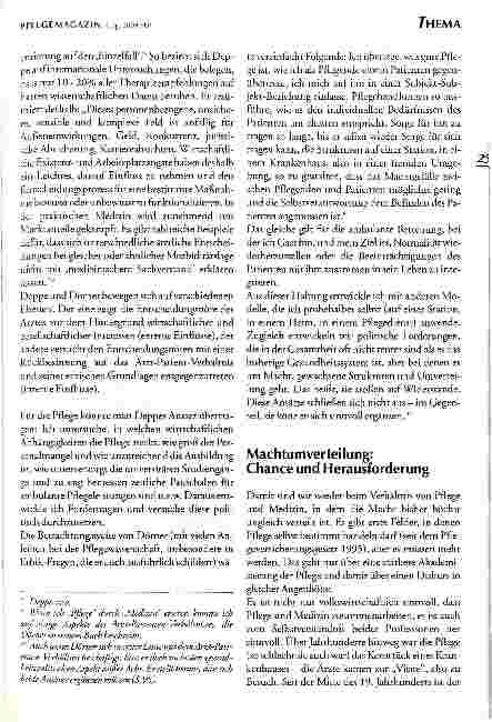 Vorschauseite 4: Pflege und Medizin - ein asymmetrisches Verhältnis