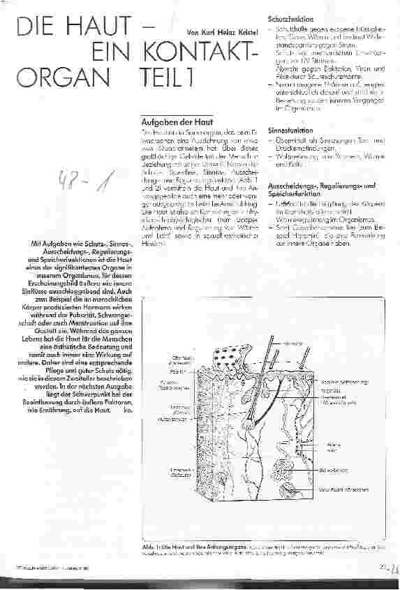 Vorschauseite 1: Die Haut - ein Kontaktorgan Teil 1