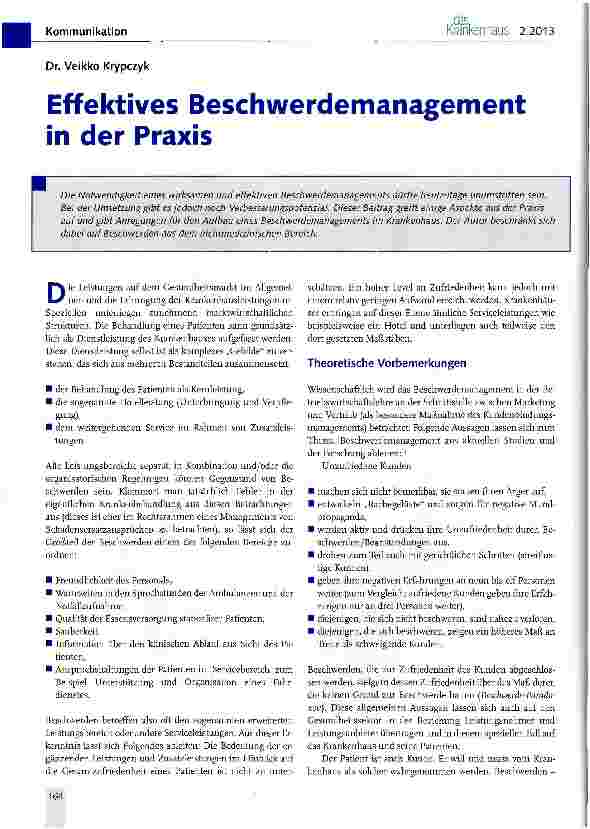 Vorschauseite 1: Effektives Beschwerdemanagement in der Praxis