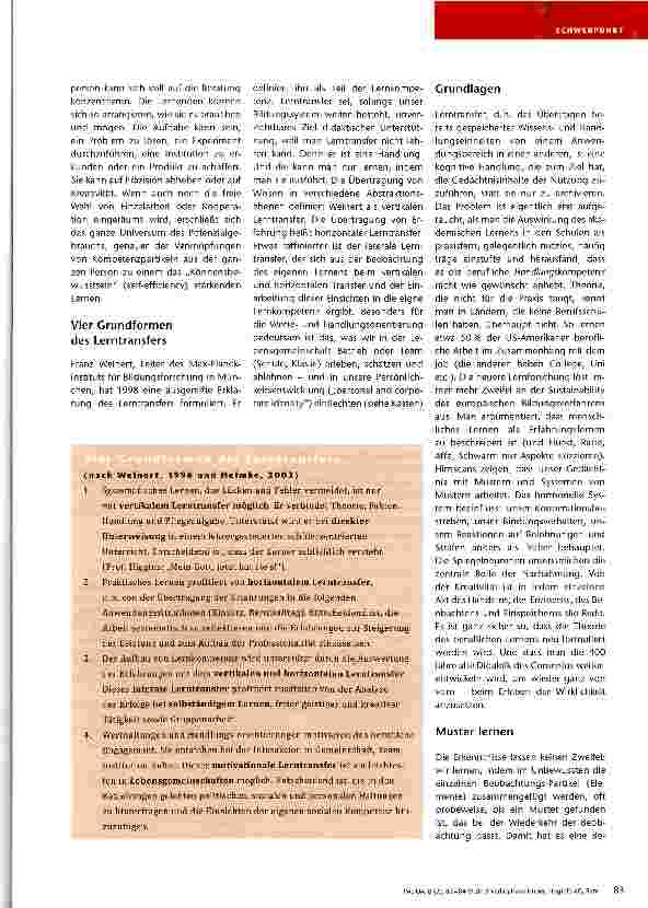 Vorschauseite 2: Kann man Lerntransfer lehren oder muss man Lerntransfer üben?